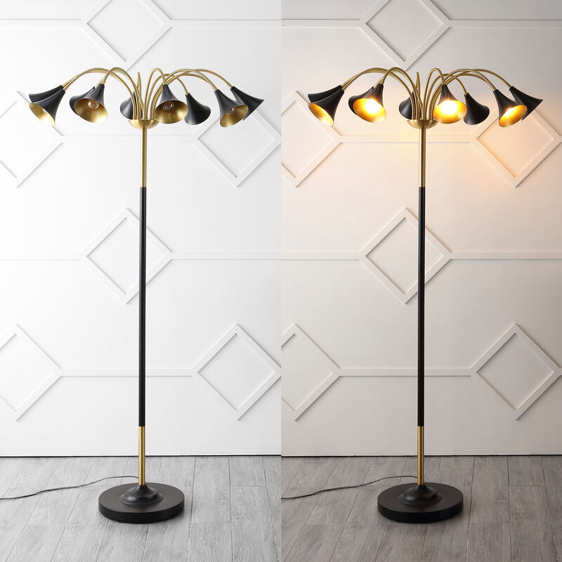 Vivian 10-Light Mid-Century Modern Iron Medusa Multi Head LED Floor Lamp