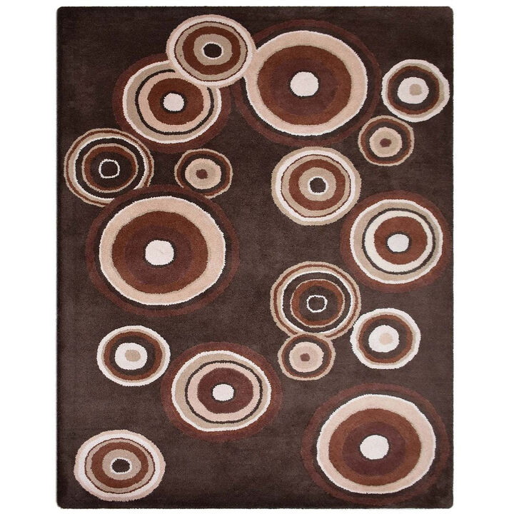 RUGSOTIC CARPETS HAND TUFTED WOOL ECO-FRIENDLY AREA RUGS  - 5'x7'6'', Rectangle Shape, Brown & Beige, Geometric Modern Design, High Pile Handmade Area Rugs for Living Room, Bed Room (K03096)