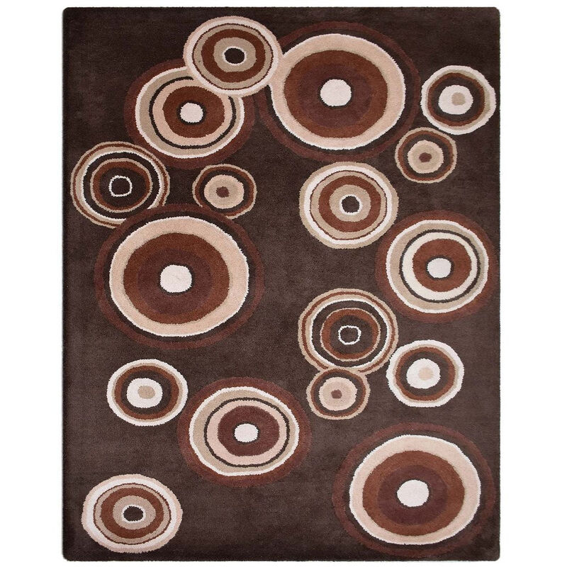 RUGSOTIC CARPETS HAND TUFTED WOOL ECO-FRIENDLY AREA RUGS  - 5'x7'6'', Rectangle Shape, Brown & Beige, Geometric Modern Design, High Pile Handmade Area Rugs for Living Room, Bed Room (K03096)