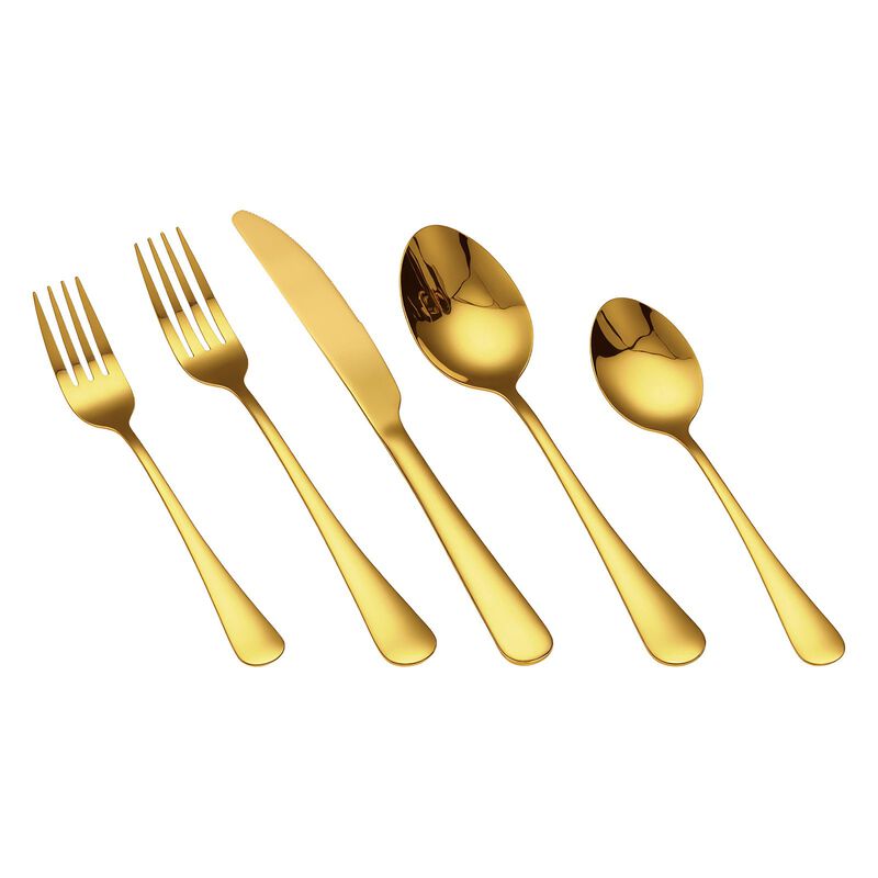 60-Piece Flatware Set for 12, Stainless Steel Cutlery with Knife Fork Spoon, Mirror Polished-Gold image number 8