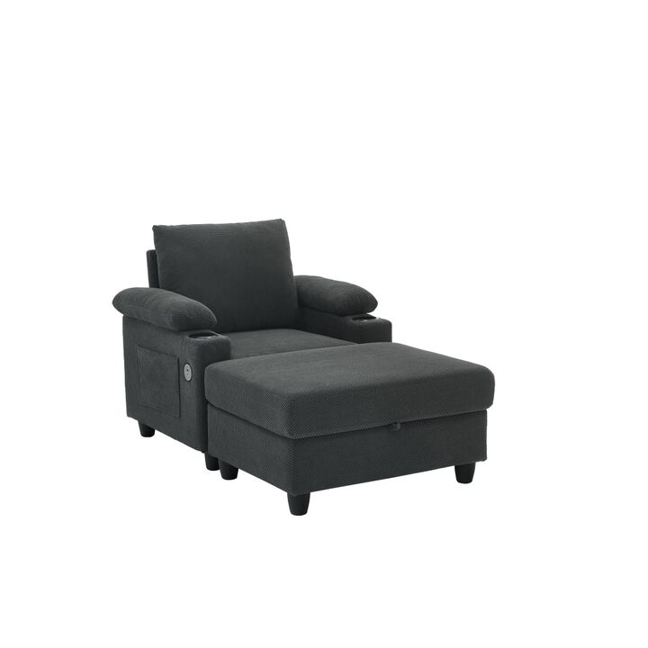 Smabu Accent Chair and Storage Ottoman Set