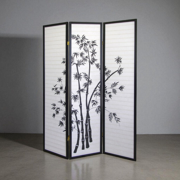 Rustic Wicker Print Privacy Screen – 3-Panel Folding Room Partition