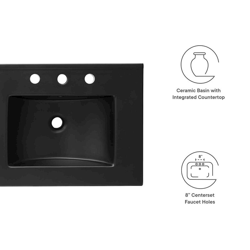 Modway Cayman 48 Double Basin Bathroom Sink in Black