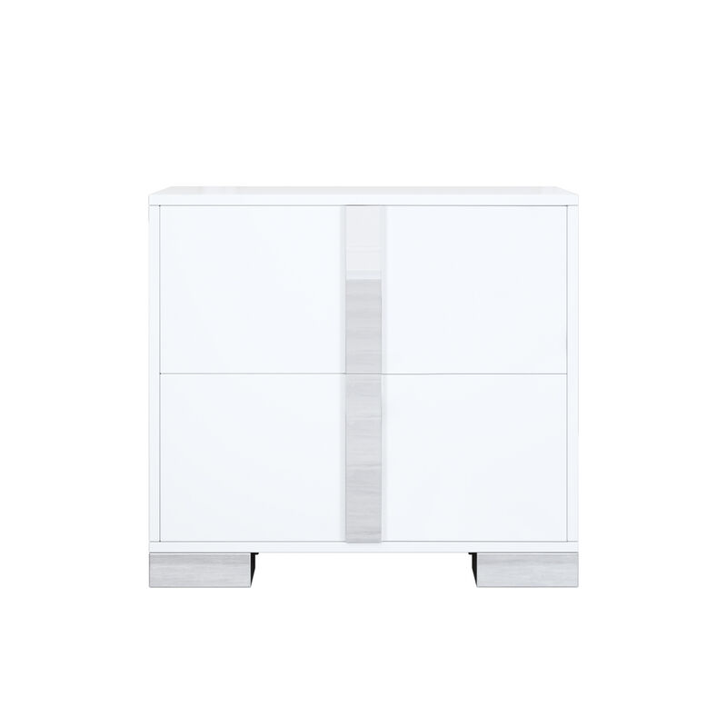 2-Drawer Mirrored Nightstand Bedside Table image number 0