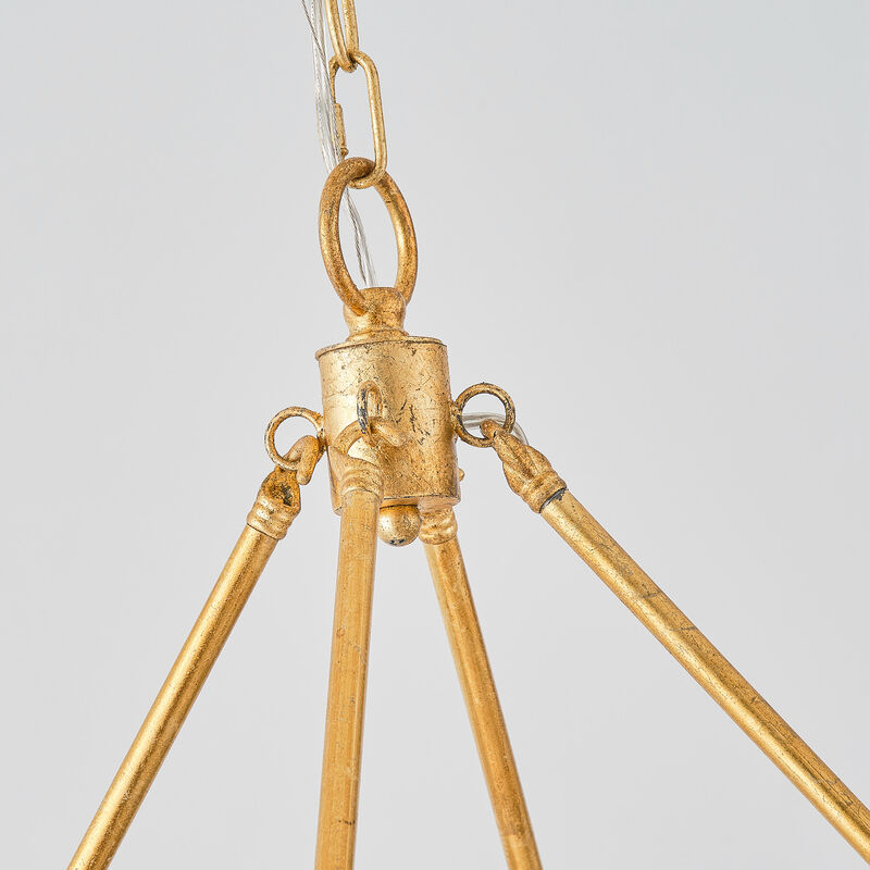 8-Light Bohemian Gold Natural Jute Large Candle Chandelier