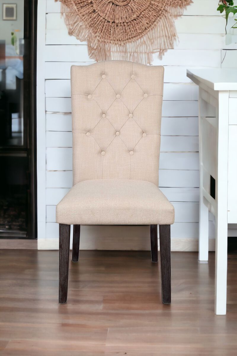 Set of 2 Tufted Linen Upholstered Dining Chairs, Side Chairs for Kitchen or Dining Room