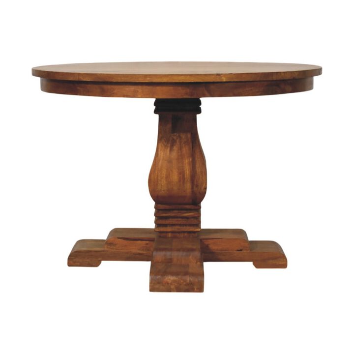 Artisan Furniture Solid Wood Round Pedestal Dining Table, Brown