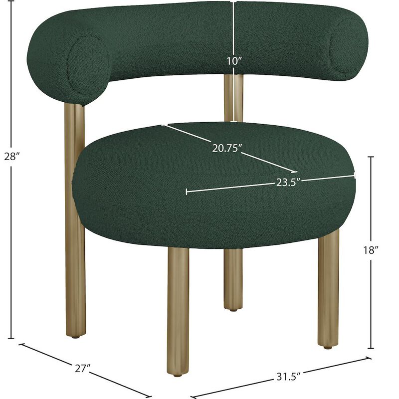 Meridian Furniture Bordeaux Green Boucle Fabric Accent Chair