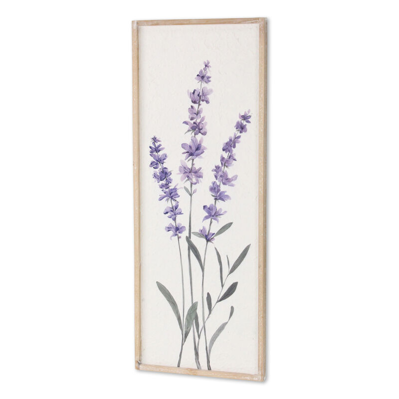 HomeRoots 32" X 12" Natural White And Lavender Floral Wood Framed Art image number 3