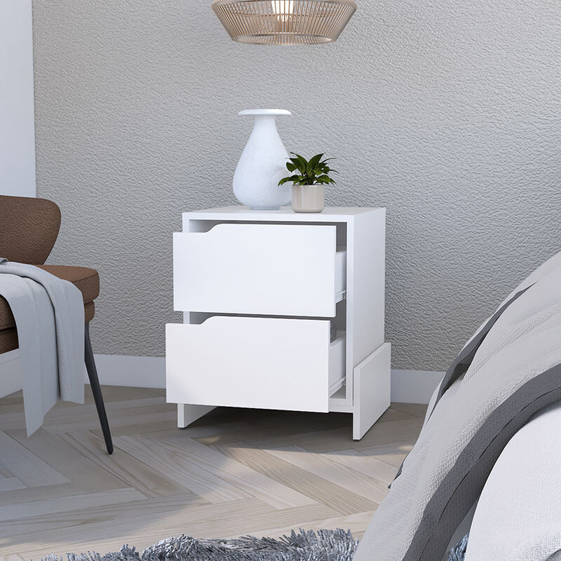Streamdale Brookland Nightstand: Double Drawers, Sturdy Base