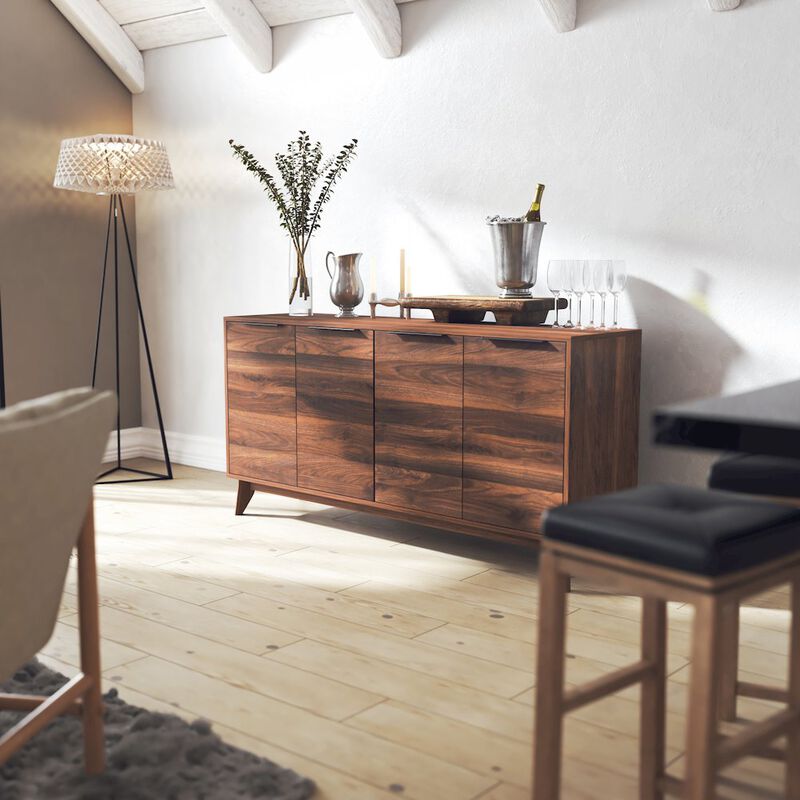 Flash Furniture 60 in 4 Door Storage Buffet Sideboard, TV Stand for up to 64" TV's, Dark Walnut image number 9