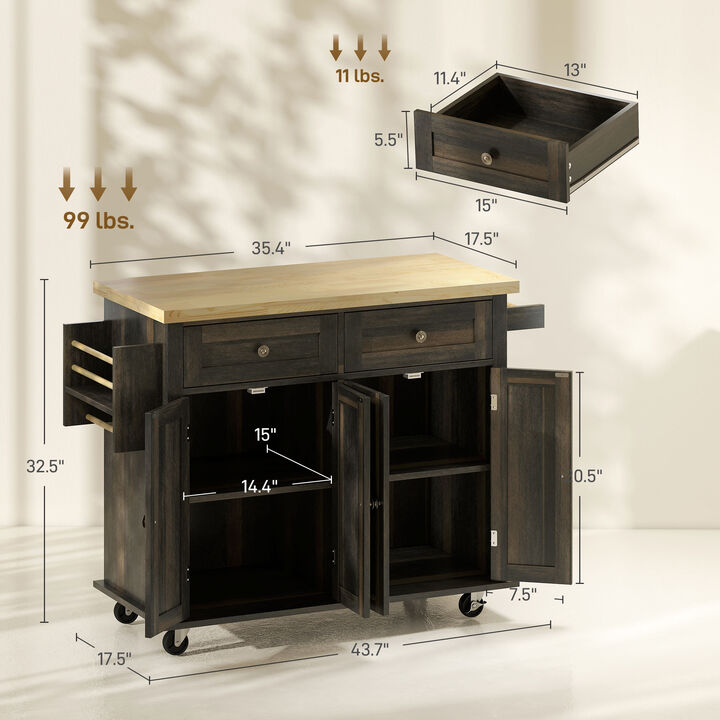 Wooden Kitchen Island &ndash; Freestanding Organizer for Pantry & Kitchen
