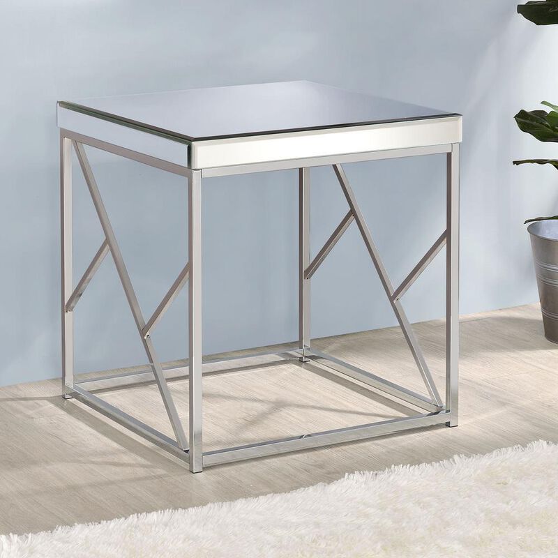 Evelyn Mirror Top End Table - Chrome