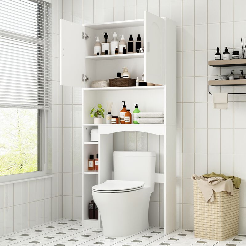 FUFU&GAGA 31.51-in x 7.9-in x 9.8-in White 6-Shelf Over-the-Toilet Storage