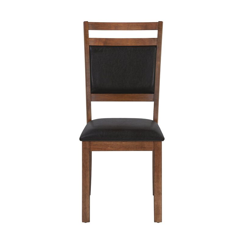 Monarch Specialties I 1310 - Dining Chair, Set Of 2, Side, Upholstered, Kitchen, Dining Room, Brown Leather Look, Walnut Wood Legs, Transitional
