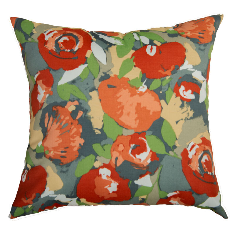 22"x22" Indoor/Outdoor Pillow, Botanical Terra Cotta and Green