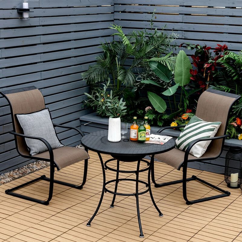 Mondawe 31.5" Fire Pit Dining Table - BBQ Grate & Spark Screen Included