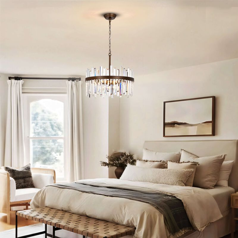 Candela Satin Bronze Finish 5-light Drum Crystal Glass Chandelier image number 6