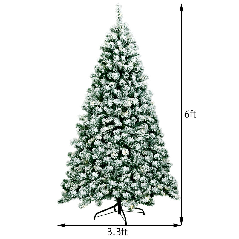 Pre-Lit Premium Snow Flocked Hinged Artificial Christmas Tree