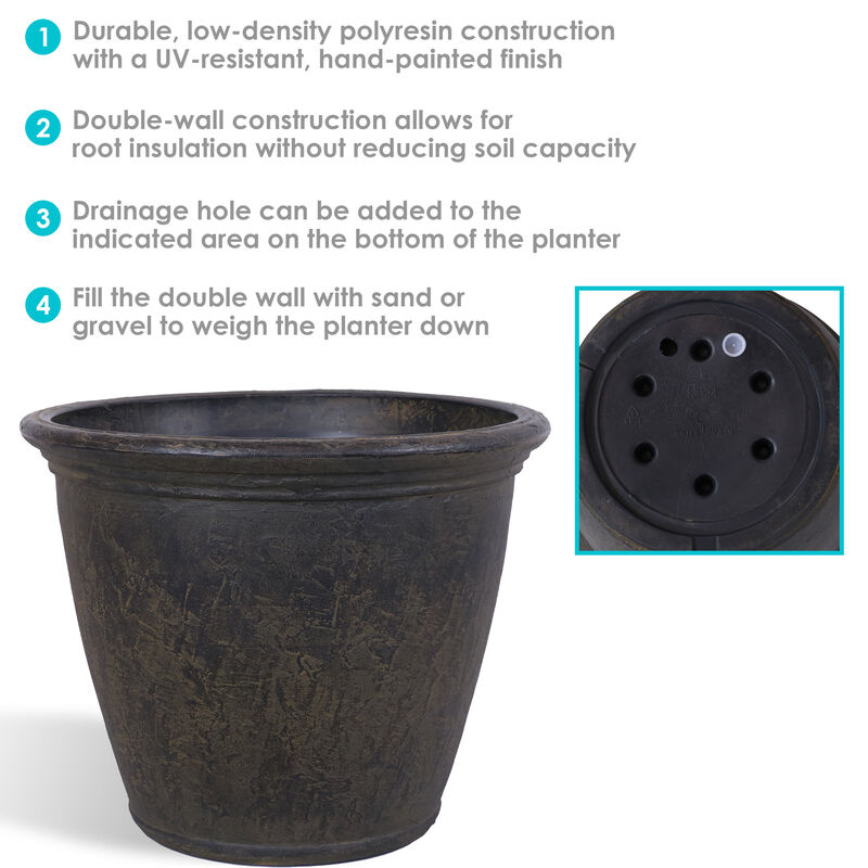 Sunnydaze 24 in Anjelica Unbreakable Polyresin Planter