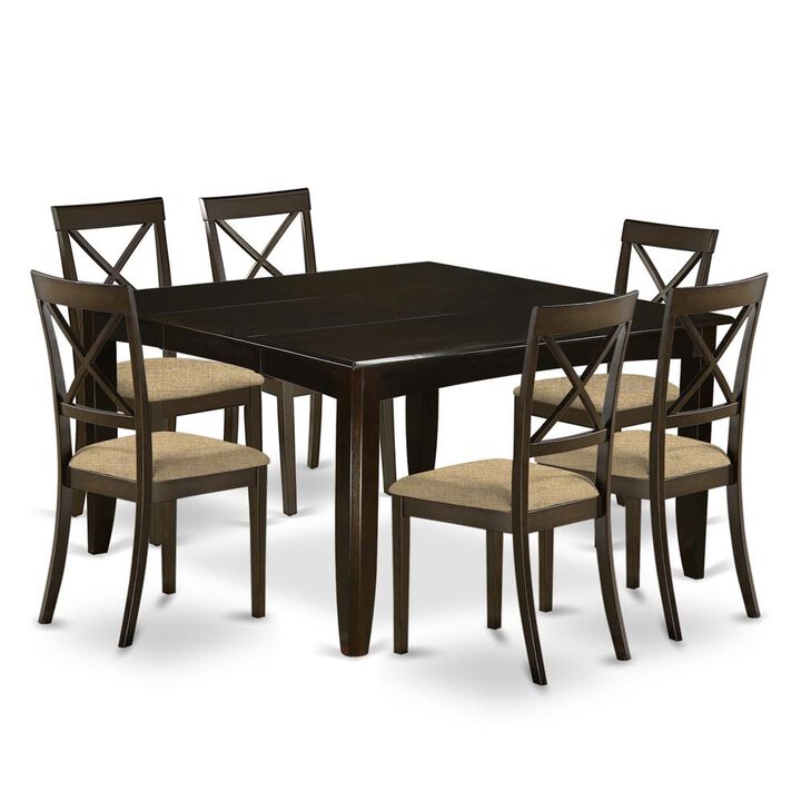 7 Pc Dining room set-Table with Leaf and 6 Kitchen Chairs.