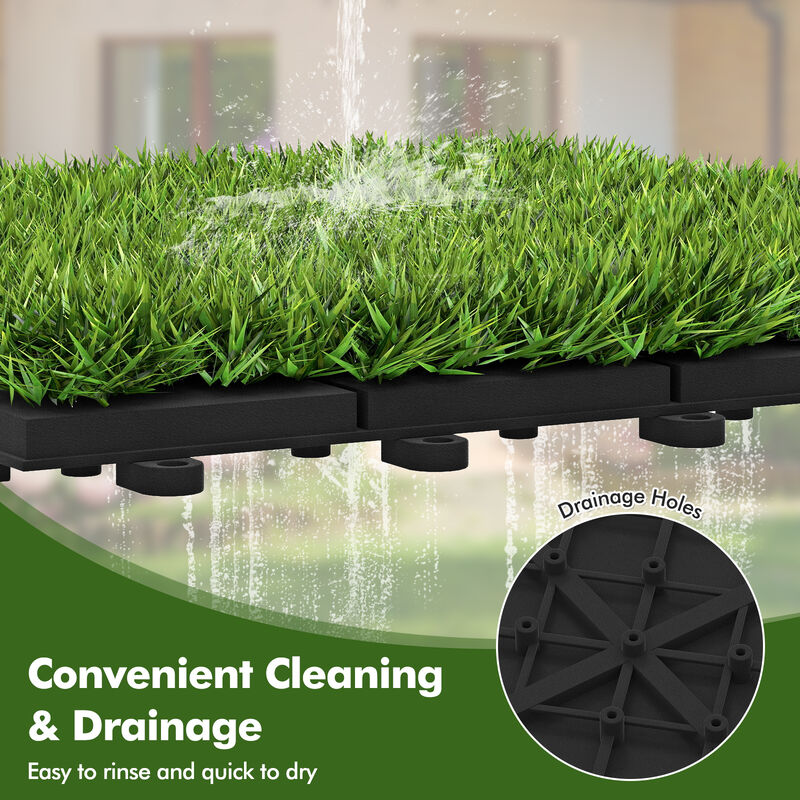 30-Pack Artificial Grass Floor Tiles with Easy Interlocking Installation Design image number 6