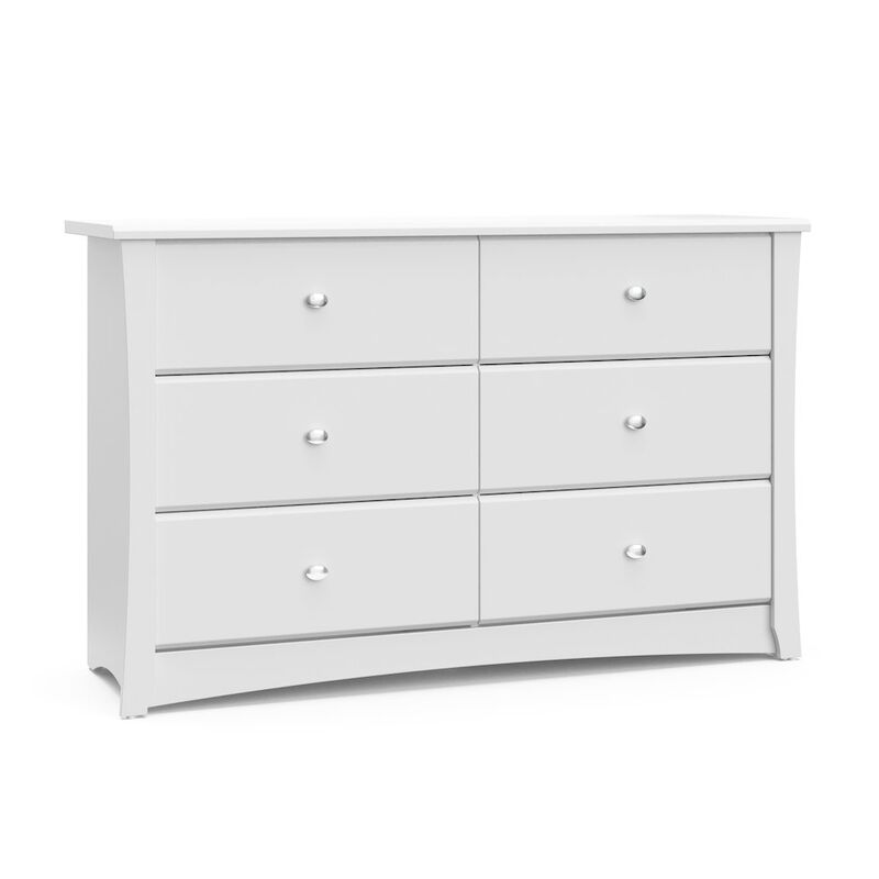 Storkcraft Crescent 6 Drawer Double Dresser (White) – GREENGUARD Gold Certified