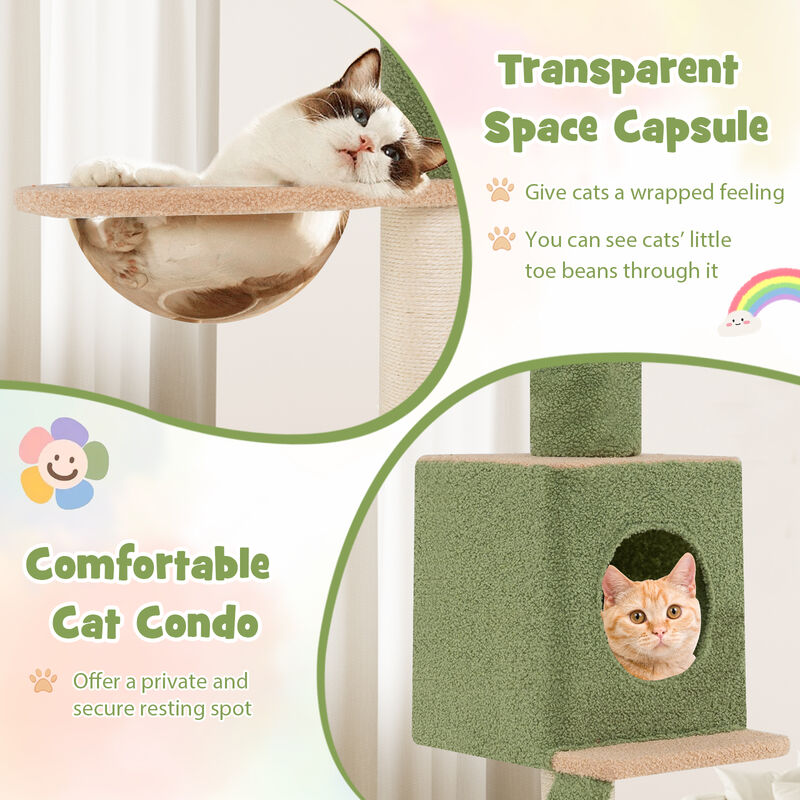 Floor to Ceiling Cat Tree with  Adjustable Height and Extra Post
