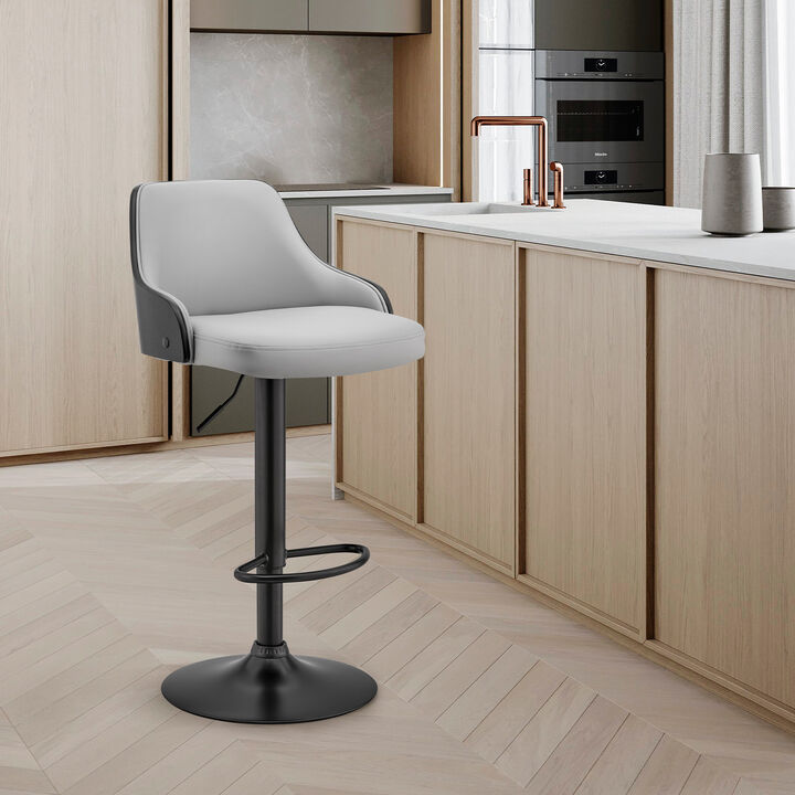 Asher Adjustable Faux Leather Bar Stool