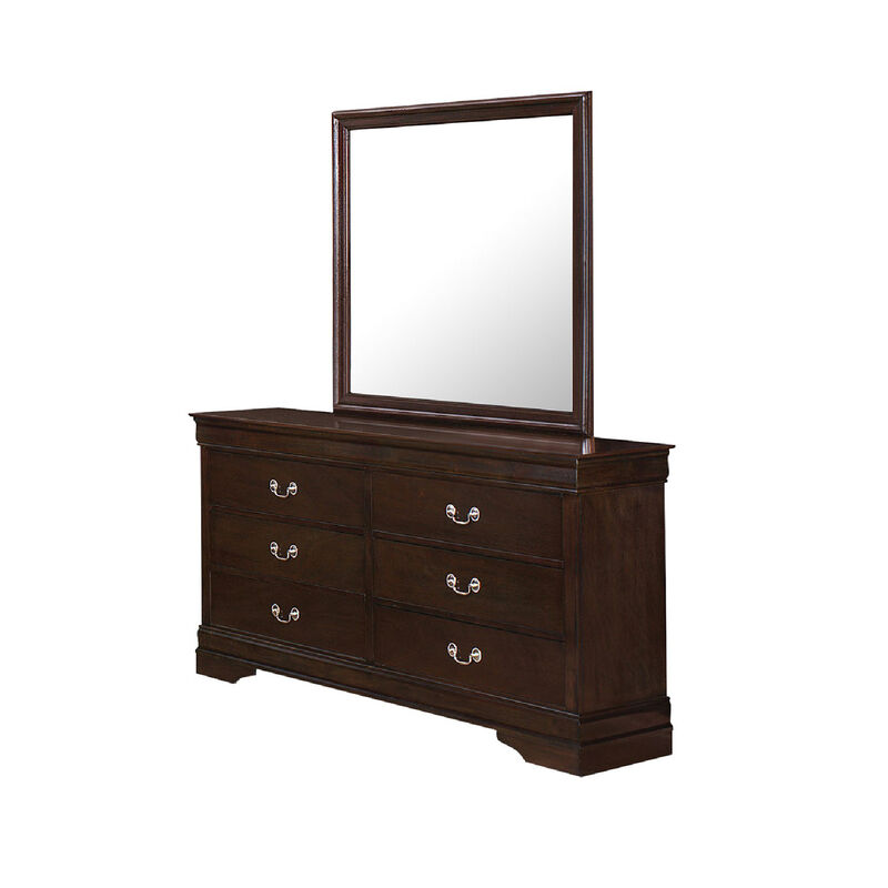 Nim 4pc Queen Sleigh Bedroom Set, Nickel  Handles, Dark Brown