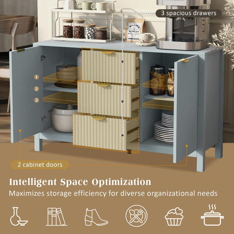 Merax U_STYLE Sideboard with Wave Design - 3 Adjustable Shelves