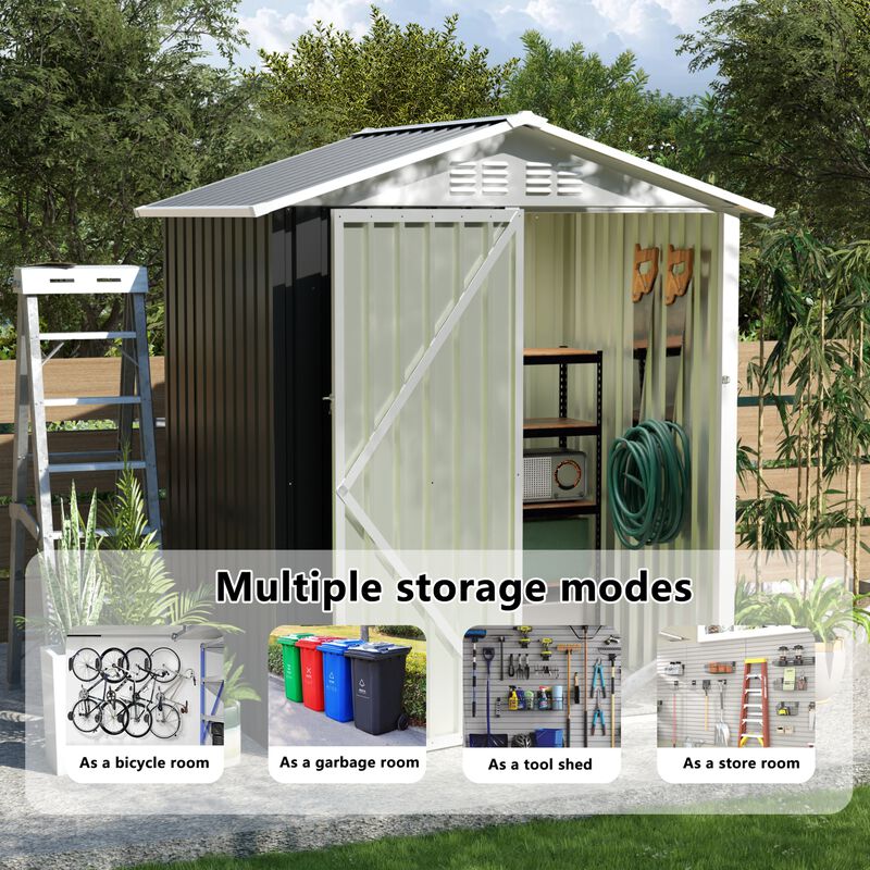WOW PIONEER Durable Outdoor Metal Storage Shed Spacious Utility Unit for Backyard Patio Lawn Bikes Tools and Equipment All Weather Resistant Storage Solution image number 5