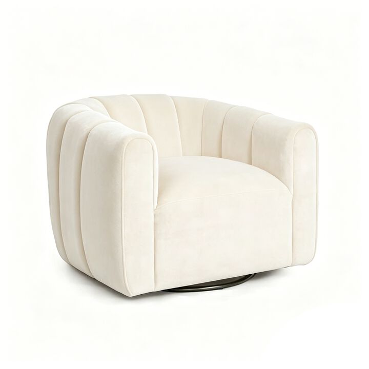 Merax Velvet 360&deg; Swivel Barrel Chair
