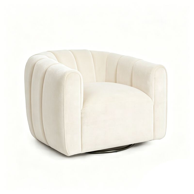 Merax Velvet 360&deg; Swivel Barrel Chair image number 0