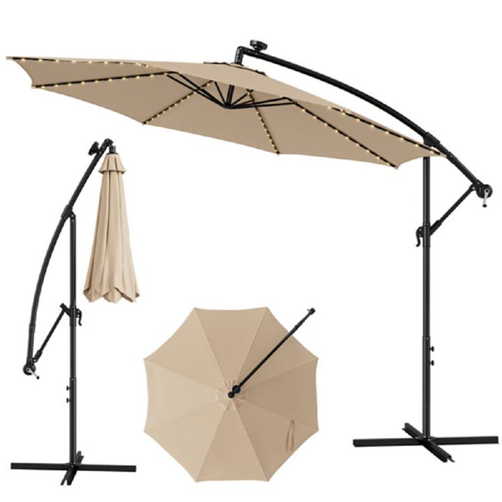 Outdoor Umbrella with Built-in LED Lights for Evening Use