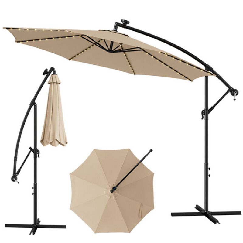 Outdoor Umbrella with Built-in LED Lights for Evening Use