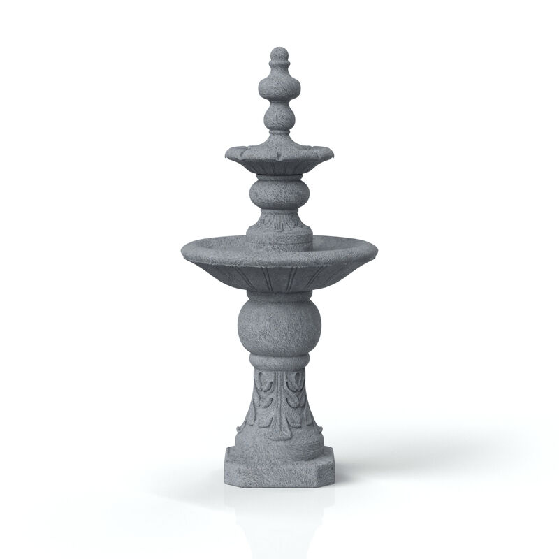Icy Stone Two-Tier Outdoor Water Fountain, Stone Gray image number 4