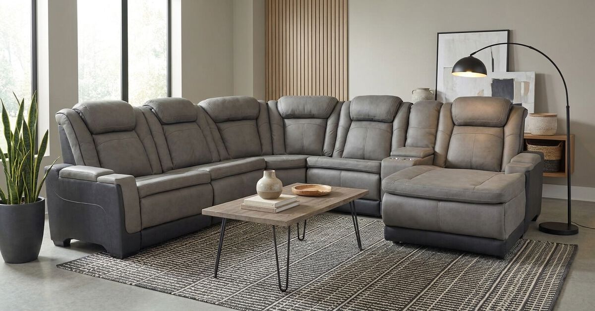 Lantana 6-Piece Power Sectional in Gray