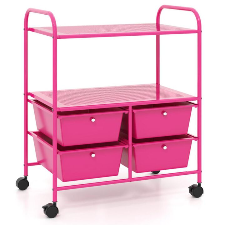 Hivvago 4 Drawers Shelves Rolling Storage Cart Rack