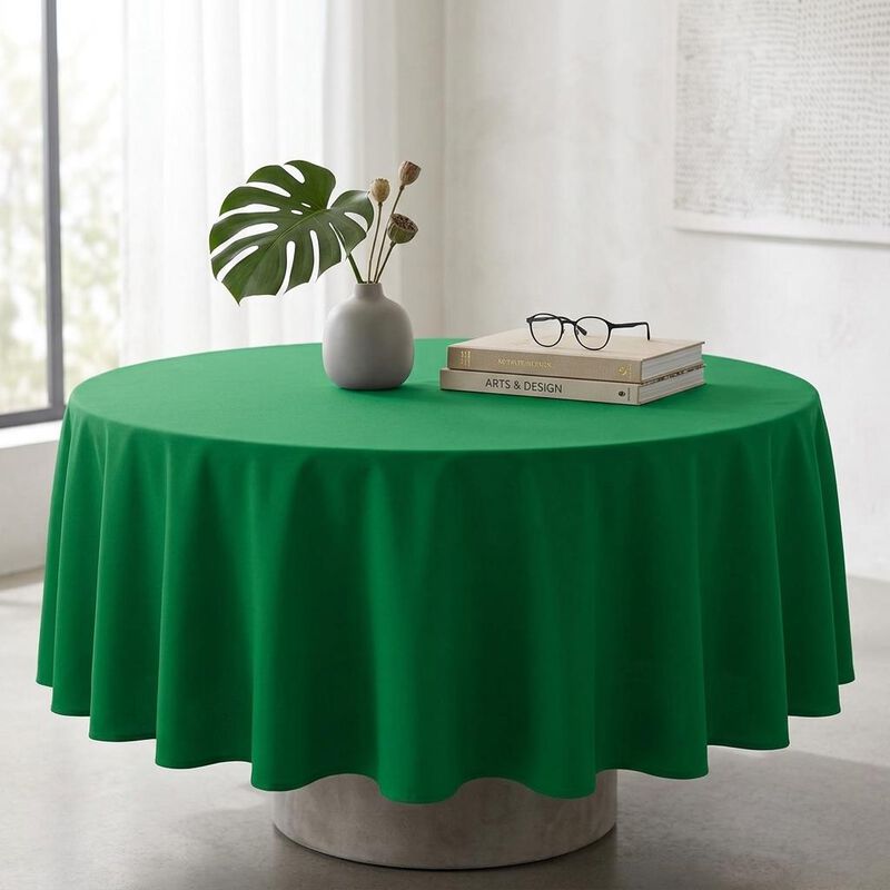 Polyester Poplin Round Tablecloth 132 Inch for Banquet and Dining Tables image number 1