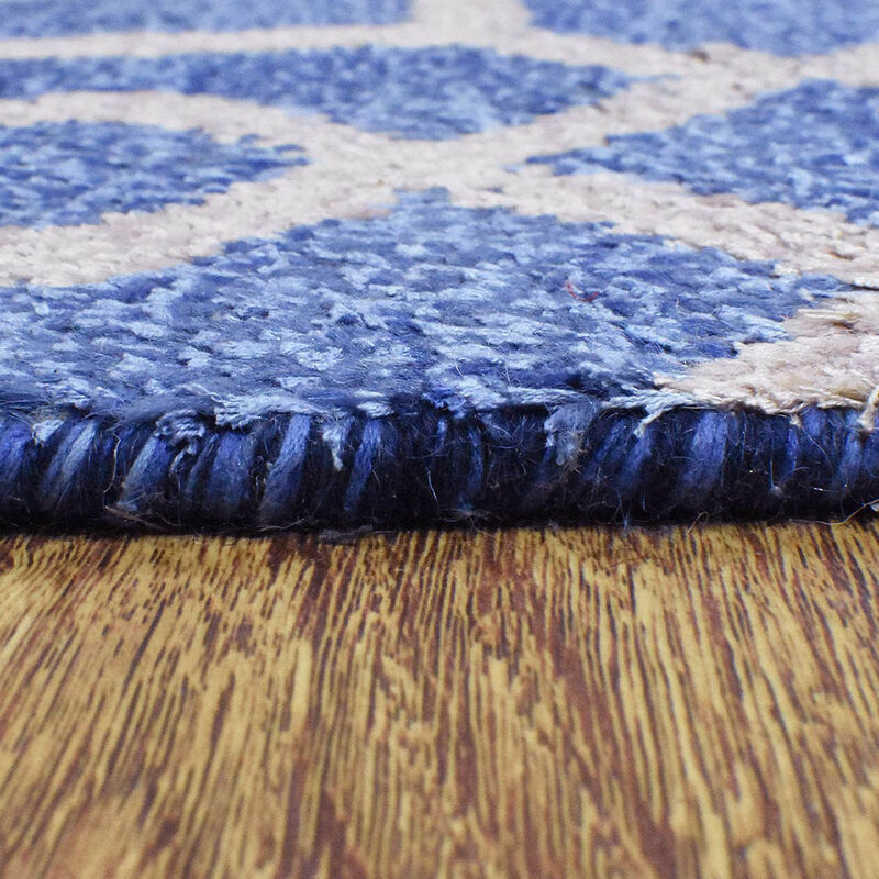 HAND KNOTTED WOOL Geometric AREA RUGS  - Rectangle Shape, Geometric Modern, Medium Pile Handmade Area Rugs for Living Room, Bed Room (N00941) image number 7