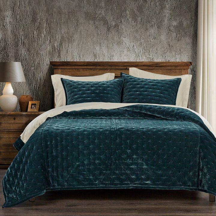 Stella Pintuck Storm Twin Quilt Set