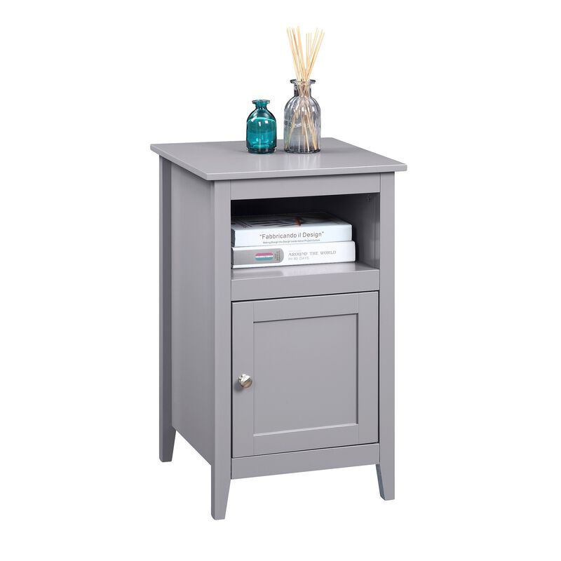 Convenience Concepts Designs2Go Storage Cabinet End Table with Shelf, Gray