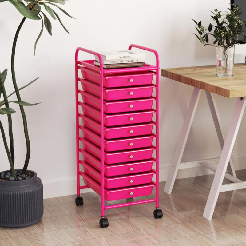Hivvago 10 Drawer Rolling Storage Cart Organizer with 4 Universal Casters
