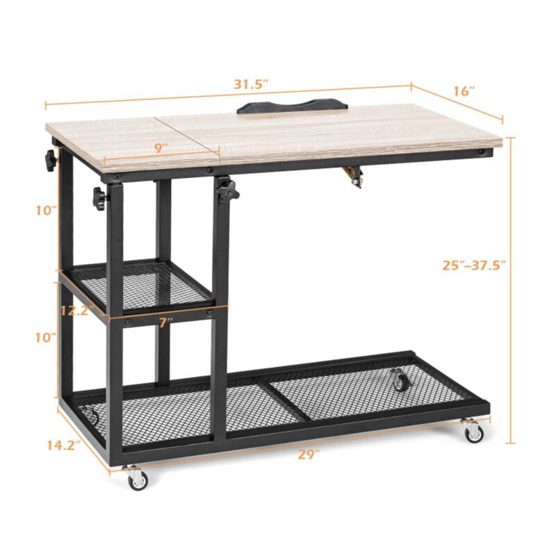 Adjustable C-Shaped Bedside Table