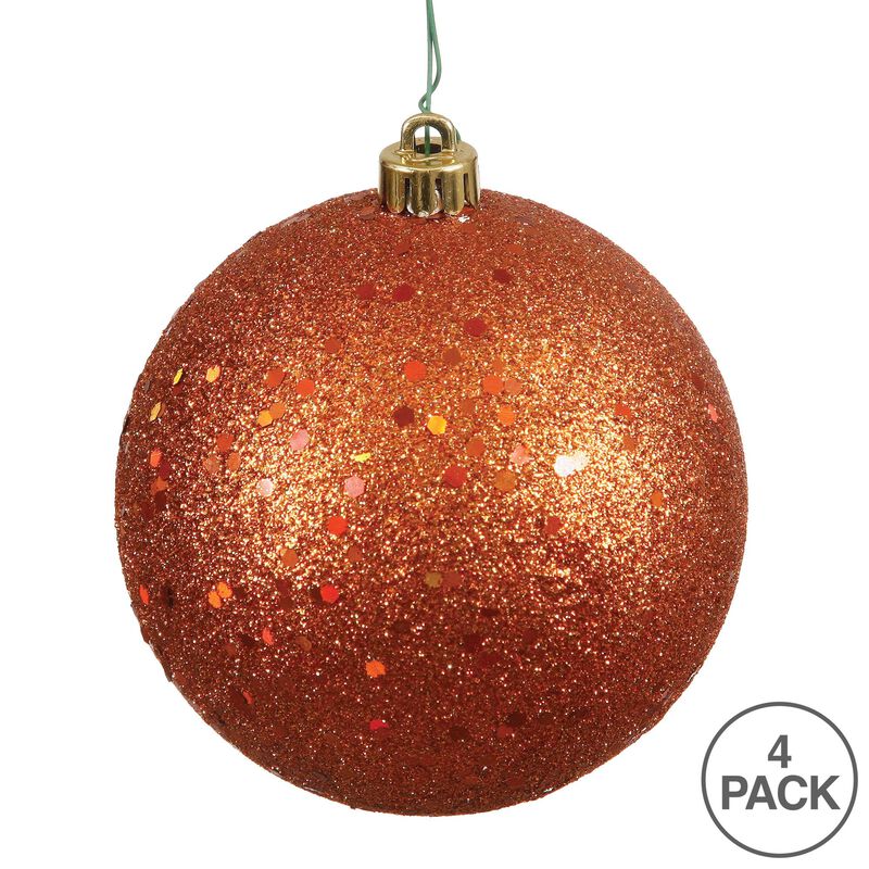 Vickerman 6" Burnished Orange Sequin Ball Ornament, 4 per Bag image number 2