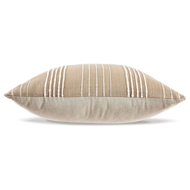 Throw Pillow Set of 4, 20 Inch Square, Cotton, White Stripes, Brown - Benzara