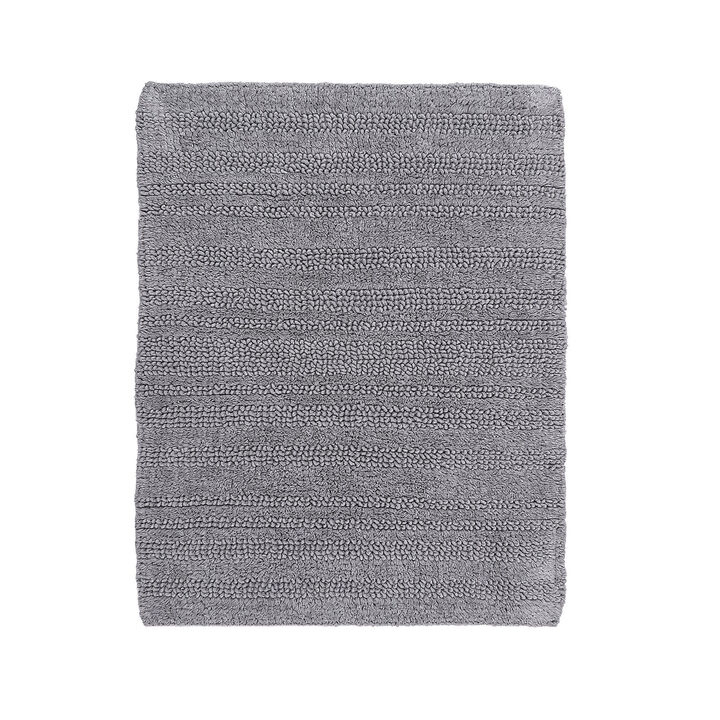 Knightsbridge Luscious Textured Striped All Season Soft Plush Cotton Reversible & Soft Bath Rug