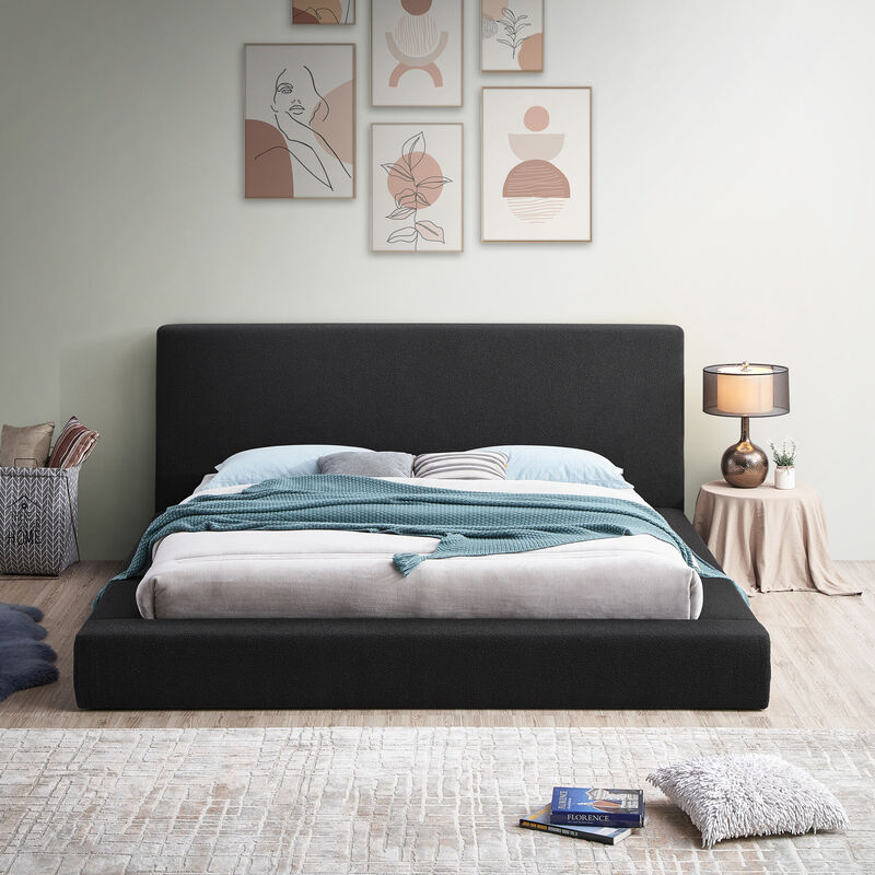 Meridian Furniture Terra Black Boucle Fabric Full Bed
