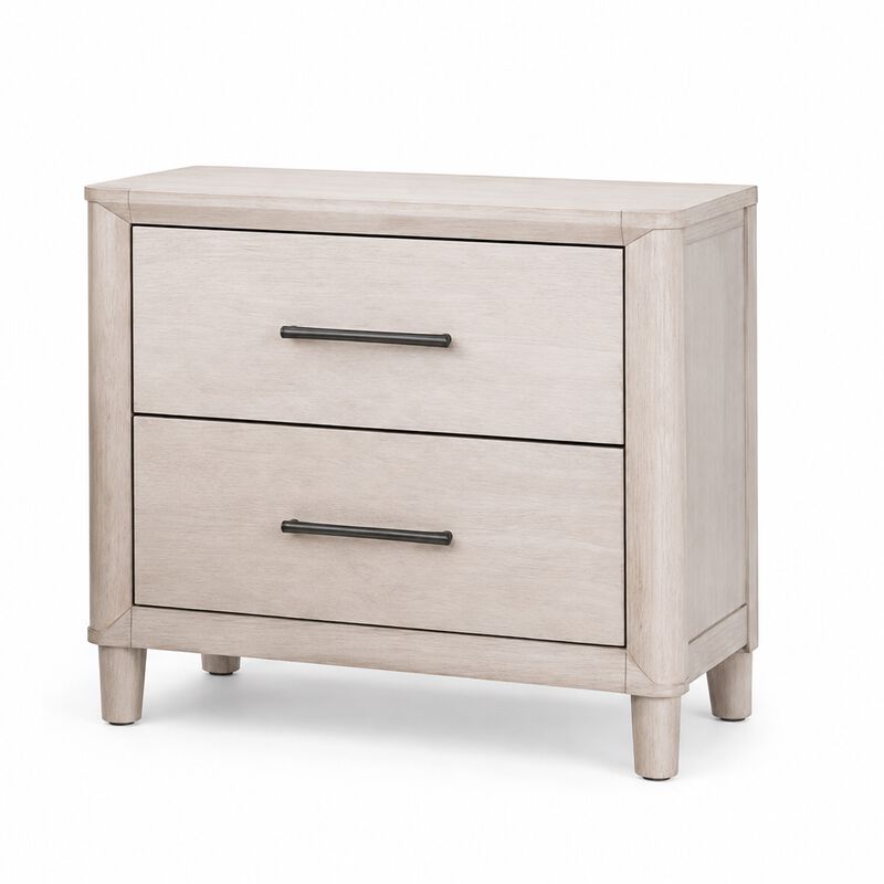 Reham 4pc Queen Bedroom Set, Nightstand, Mirror, White Wash Brown Wood image number 5